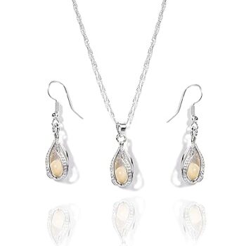 Gempro Birthstone Elegant Silver Pendant Drop Earring Gemstone Set for Women
