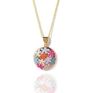 Gempro Multicolour Spring Flower Enamel Stylish Gold Plated Pendant for Women