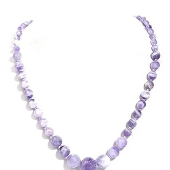 Gempro Genuine Amethyst Gemstones Graduated Beaded Necklace for Women