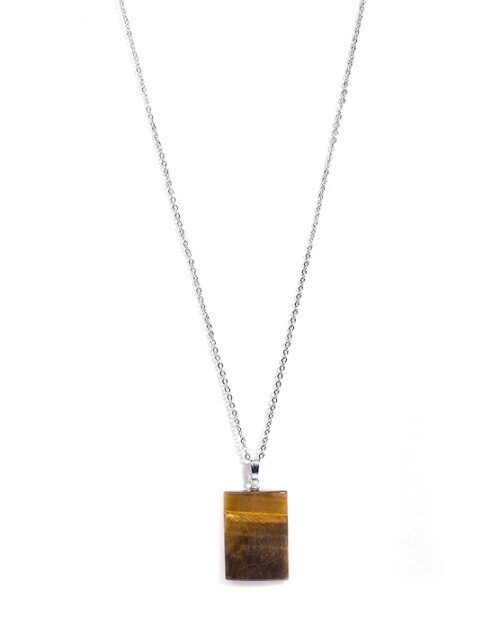 Gempro Genuine Tiger's Eye Gemstone Silver Chain Pendant for Women - Image 3