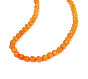 Gempro Genuine Faceted Agate Gemstone Beaded Single Strand Necklace for Women, Orange