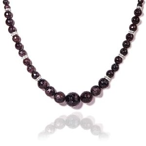Gempro Genuine Jasper Gemstones CZ Studded Graduated Necklace for Women
