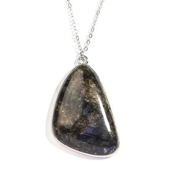 Gempro Certified Labradorite Silver Plated Chain Pendant for Women
