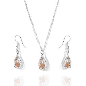 Gempro Birthstone Elegant Silver Pendant Drop Earring Gemstone Set for Women