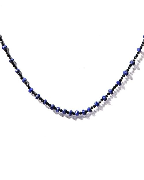 Gempro Genuine Gemstones Export Quality Black Spinel and Lapis Lazuli Necklace for Women - Image 2
