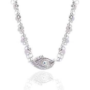 Gempro Evil Eye Silver Chain Pendant Necklace for Women