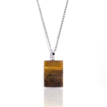 Gempro Genuine Tiger's Eye Gemstone Silver Chain Pendant for Women