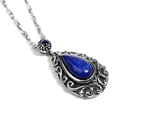 Gempro Genuine Lapis Lazuli Gemstone Necklace Pendant for Women - Image 2