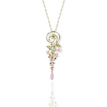 Gempro Japanese Pastel Colour Enamel Butterfly Drop Chain Pendant for Women