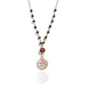 Gempro Genuine Gemstone Rudraksha OM God Pendant Necklace