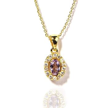 Gempro Genuine February Amethyst Birthstone Pendant Necklace Women