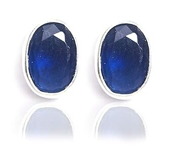 Gempro 925 Silver Certified Cultured Sapphire Crystal Stud Earrings for Women