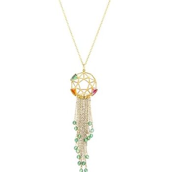Gempro Genuine Green Agate Gemstone Metatron Chain Pendant for Women