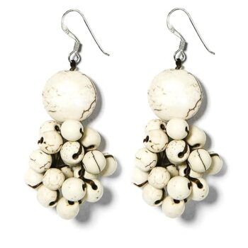Gempro 925 Sterling Silver Gemstones Howlite Vine Drop Earrings for Women