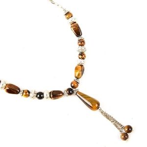 Gempro Tiger's Eye Gemstone Handmade Long Necklace for Women