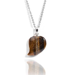 Gempro Genuine Tiger's Eye Gemstone Mango Silver Chain Pendant for Girls