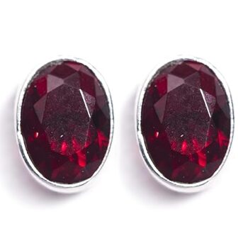 Gempro 925 Silver Cultured Garnet Glass Stud Earrings for Women
