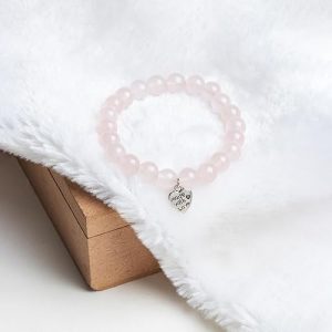 Gempro Rose Quartz Bracelet Heart Charm for Women