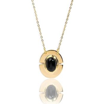 Gempro Genuine Onyx Gemstone Contemporary Gold Pendant Women