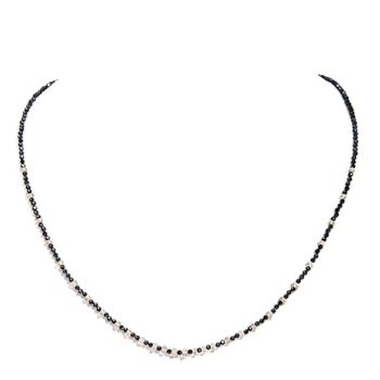 Gempro Genuine Gemstones Export Quality Black Spinel and Pyrite Sleek Necklace for Women