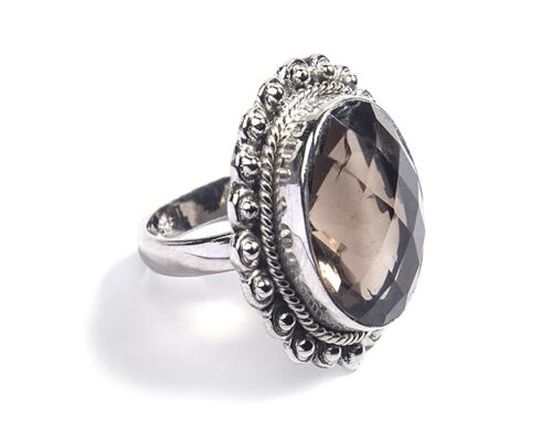 Gempro 925 Silver Natural Smoky Quartz Ring Women (Size US 8) - Image 2