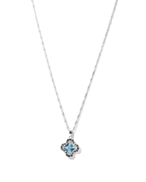 Gempro Blue Crystal Princess Cut Solitaire Pendant Earrings Set for Women - Image 5