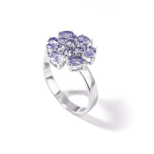 Gempro Genuine Tanzanite Gemstone 925 Silver US Size 8 Luxury Finger Ring for Women, Violet