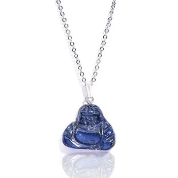 Gempro Natural Gemstone Buddha Chain Pendant for Good Luck