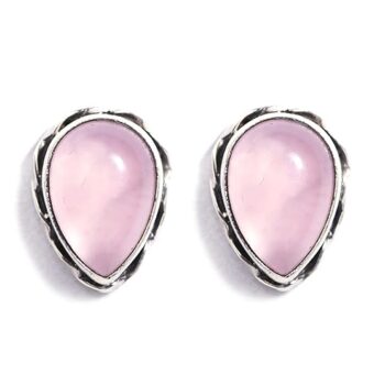 Gempro 925 Silver Certified Rose Quartz Gemstone Stud Earrings for Women