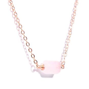 Gempro Natural Gemstone Bar Dainty Chain Pendant for Women
