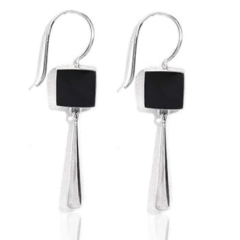 Gempro 925 Silver Certified Onyx Gemstone Drop Earrings for Women