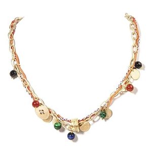 Gempro Genuine Gemstone Onyx Carnelian Malachite Lapis Lazuli Necklace for Women