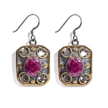 Gempro 925 Silver Certified Ruby Gemstone Royal Earrings for Women