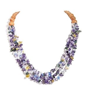 Gempro Genuine Multicolour Quartz Gemstone Layered Necklace for Women
