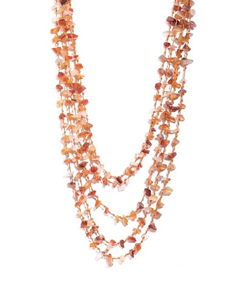 Gempro Certified Agate Carnelian Gemstones Chips Layered Necklace for Women - Image 8