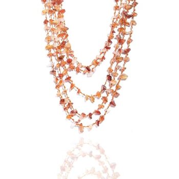 Gempro Certified Agate Carnelian Gemstones Chips Layered Necklace for Women