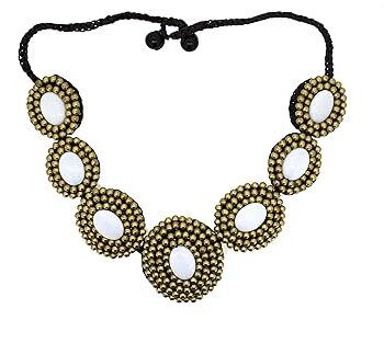Gempro Gems Jewelry Genuine Jade Oval Beads Bib Designer Fashion Gemstones Necklace for Women  Search this page