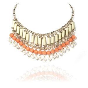 Gempro Genuine Jade Gemstone and Pearl Bar Gold Plated Choker Necklace for Women