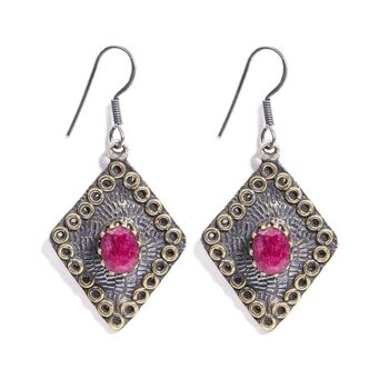 Gempro 925 Silver Certified Ruby Gemstone Royal Earrings for Women