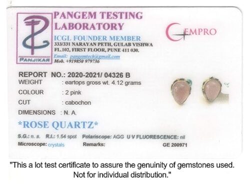 Gempro 925 Silver Certified Rose Quartz Gemstone Stud Earrings for Women - Image 2
