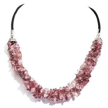 Gempro Certified Strawberry Quartz Genuine Gemstone Necklace for Women