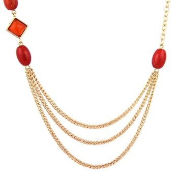 Gempro Carnelian Red Cats Eye Gold Plated Layered Long Necklace for WomenInfuse your wardrobe with vibrant energy and sophisticated style with the Carnelian Red Cats Eye Gold Plated Layered Long Necklace. This stunning necklace features a harmonious blend of carnelian and red cat's eye gemstones, elegantly set in gold-plated metal, creating a bold and refined statement piece perfect for any occasion.