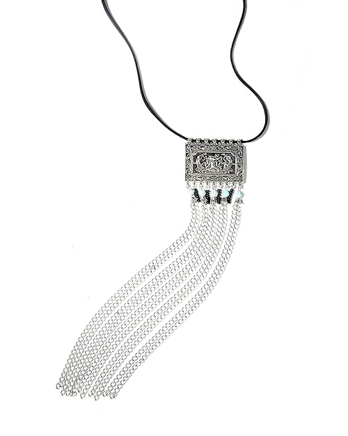 Gempro Genuine Gemstone Turquoise Ganesha Long Bohemian Temple Cord Pendant Necklace for Women - Image 2