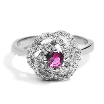 Gempro 925 Silver Hallmark Oval Red Crystal Finger Ring for Women (US Size 6)