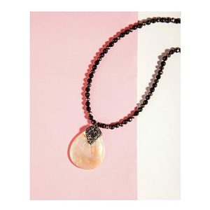 Gempro Gemstones Jewelry White and Black Mop Shell and Onyx Marcasite CZ Designer Good Luck Pendant Necklace for Women