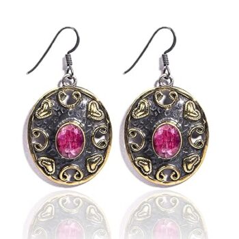 Gempro 925 Silver Certified Ruby Gemstone Royal Earrings for Women