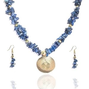 Gempro Genuine Gemstone Necklace Earring Set for Women