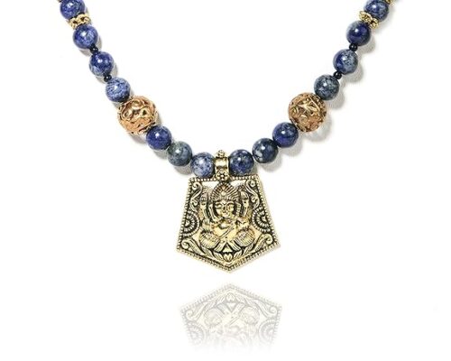 Gempro Genuine Lapis Lazuli Beaded Temple Necklace for Women - Image 2