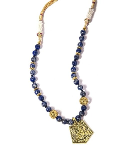 Gempro Genuine Lapis Lazuli Beaded Temple Necklace for Women - Image 3