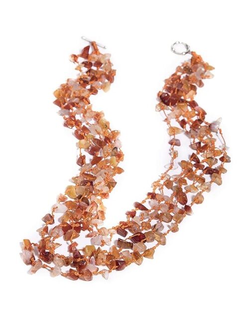 Gempro Certified Agate Carnelian Gemstones Chips Layered Necklace for Women - Image 7